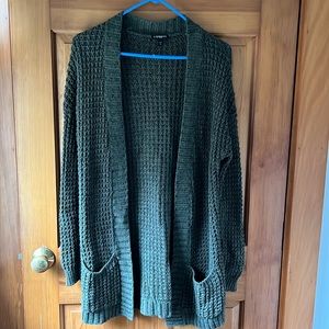 Express SP Preppy Long Knit Cardigan 2 Pocket cotton acrylic
